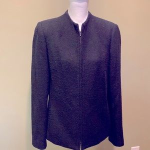 Ann Taylor Black Textured Zip-Front Blazer